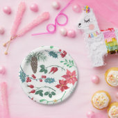 ボタニッ伝統的ク・クリスマス（白） ペーパープレート (パーティー)