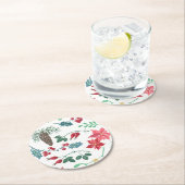 ボタニッ伝統的ク・クリスマス（白） ラウンドペーパーコースター (インサイチュ)