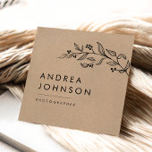 ボタニッ描ク緑MInimalistク素朴ラフト スクエア名刺