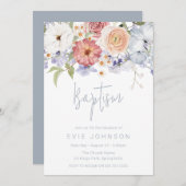 ボタニッ素晴らしクフローラ少年または女の子のバプテスマ 招待状 (正面/裏面)