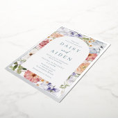 ボタニッ素晴らしクフローラ結婚アーチズシルバー 箔招待状 (回転した状態)