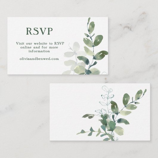 ボタニッ素朴クのユ結婚ーカリの結婚式RSVP エンクロージャーカード (正面/裏面)