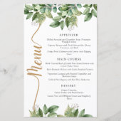 ボタニッ素朴クの緑と金ゴールドの結婚葉のメニュー (正面)