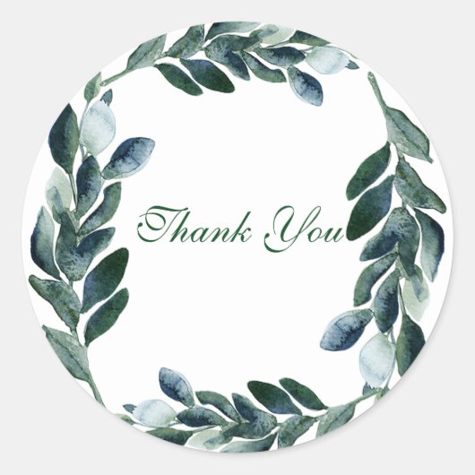 ボタニッ素朴クの緑の水の色離れのありがとう ラウンドシール (正面)