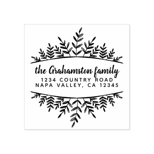 ボタニッ素朴クの苗名のモダン差出人住所 ラバースタンプ (インプリント)