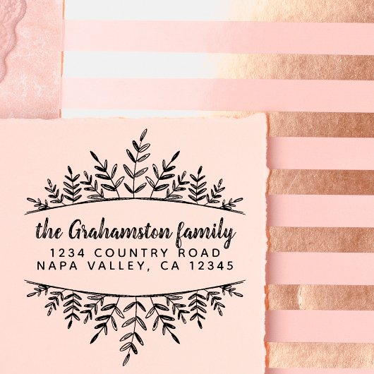 ボタニッ素朴クの苗名のモダン差出人住所 ラバースタンプ