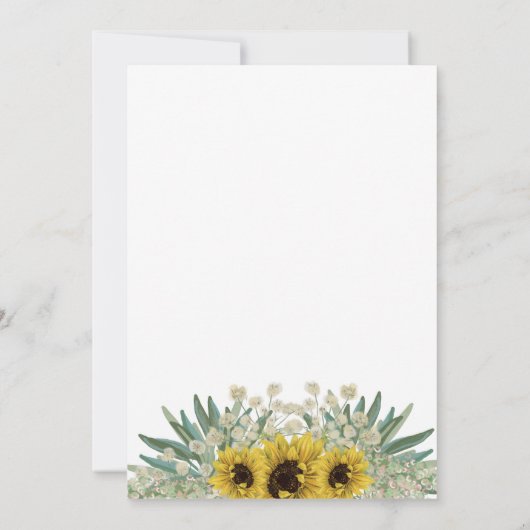 ボタニッ素朴クひまわり水の色結婚の種類 招待状 (裏面)
