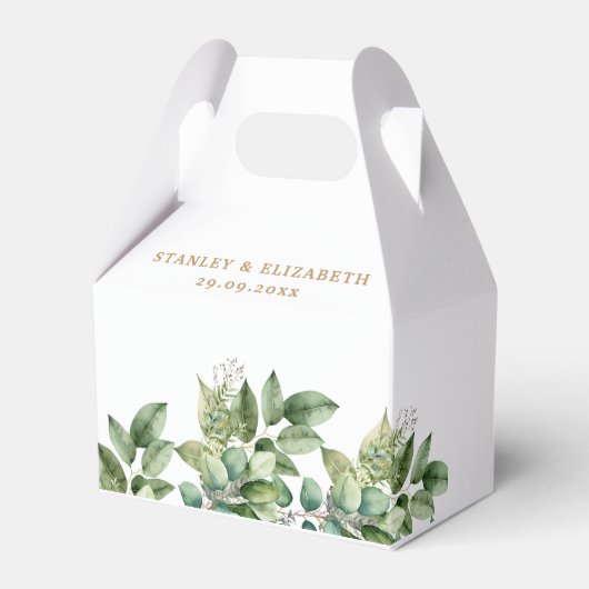 ボタニッ素朴クグリーンと金ゴールドの結婚葉 フェイバーボックス (正面サイド)