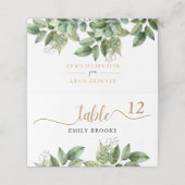 ボタニッ素朴クグリーンと金ゴールドの結婚葉 プレイスカード (外部開封)