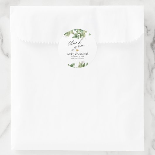 ボタニッ素朴クグリーンと金ゴールドの結婚葉 ラウンドシール (バッグ)