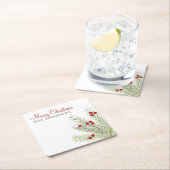 ボタニッ素朴クスタイリッシュ・ウォーター・カラー・ホリカスタムデイ スクエアペーパーコースター (インサイチュ)