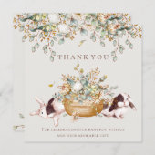 ボタニッ素朴クバニー赤ちゃんシャワーサンキューカード サンキューカード (正面/裏面)