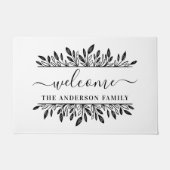 ボタニッ素朴クパーソナライズされたファミリー名歓迎 ドアマット (正面)