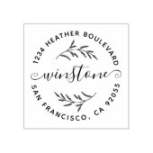 ボタニッ素朴クファミリーネームラウンド差出人住所 ラバースタンプ (インプリント)