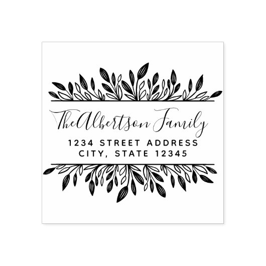 ボタニッ素朴クファミリー名差出人住所 ラバースタンプ (インプリント)