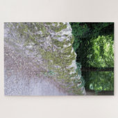 ボタニッ素朴ク中世ウォールグレーグリーントーン ジグソーパズル (横)