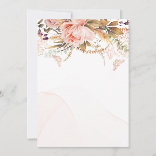 ボタニッ素朴ク牡丹バタフライウェディングシャワー 招待状 (裏面)