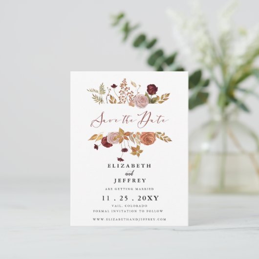 ボタニッ素朴ク秋の秋日付を保存 案内ポストカード (スタンド正面)