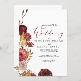 ボタニッ素朴ク秋秋の結婚式招待状 招待状