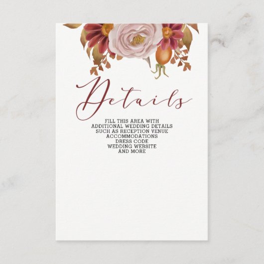 ボタニッ素朴ク秋秋の結婚式 エンクロージャーカード (正面)