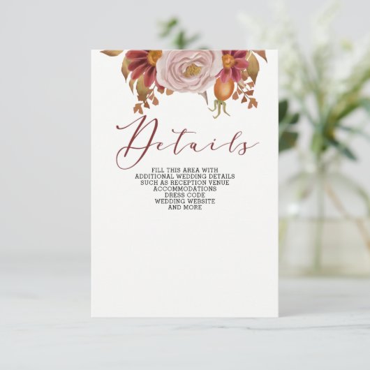 ボタニッ素朴ク秋秋の結婚式 エンクロージャーカード (スタンド正面)