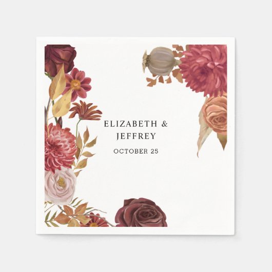 ボタニッ素朴ク秋秋の結婚式 スタンダードカクテルナプキン (正面)