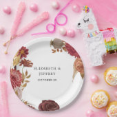 ボタニッ素朴ク秋秋の結婚式 ペーパープレート (パーティー)