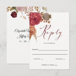 ボタニッ素朴ク秋秋の結婚式 出欠カード