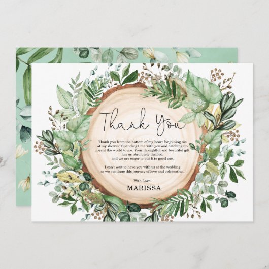 ボタニッ素朴ク緑化ブライダルシャワー サンキューカード (正面/裏面)