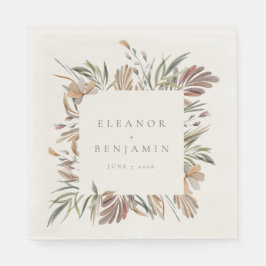 ボタニッ素朴ク・アース・トーン結婚ズ・ネームカスタム スタンダードランチョンナプキン