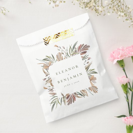 ボタニッ素朴ク・アース・トーン結婚ズ・ネームカスタム フェイバーバッグ (封をした状態)