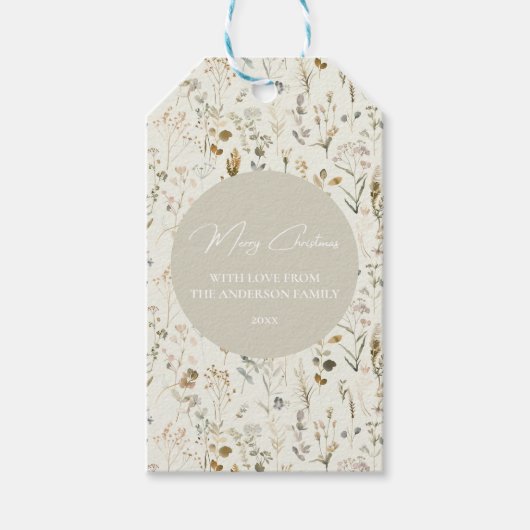 ボタニッ素朴ク・ワイルドフラワークリスマス ギフトタグ (正面)