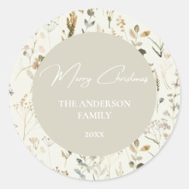 ボタニッ素朴ク・ワイルドフラワークリスマス ラウンドシール