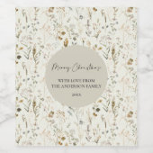 ボタニッ素朴ク・ワイルドフラワークリスマス ワインラベル (シングルラベル)