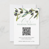 ボタニッ結婚クのウェブサイトQRコード付きRSVPカード 招待状 (正面)