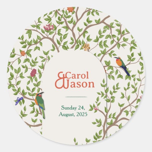 ボタニッ結婚クのステッパーソナライズされたカー ラウンドシール (正面)