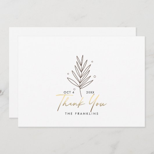 ボタニッ結婚クのロゴ金ゴールドサンキューカード サンキューカード (正面/裏面)