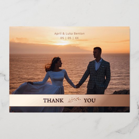 ボタニッ結婚クの実在バラゴールデカット紙効果 箔招待状 (正面)