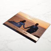 ボタニッ結婚クの実在バラゴールデカット紙効果 箔招待状 (回転した状態)