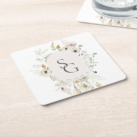 ボタニッ結婚クススクエア紙コースター スクエアペーパーコースター (アングル)