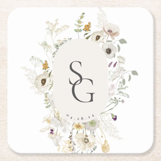 ボタニッ結婚クススクエア紙コースター スクエアペーパーコースター (正面)