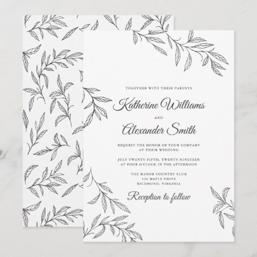 ボタニッ結婚クス 招待状 (正面/裏面)