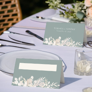 ボタニッ結婚ズセージパーソナライズされたグリーン プレイスカード