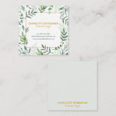 ボタニッ縁どク|金ゴールドグリーン| スクウェア・ビジネス・カード スクエア名刺 (正面/裏面)