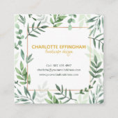 ボタニッ縁どク|金ゴールドグリーン| スクウェア・ビジネス・カード スクエア名刺 (正面)