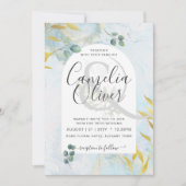 ボタニッ芸術品を気取ったク緑化金ゴールド結婚式招待状 (正面)