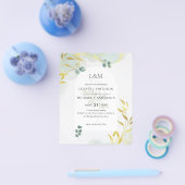 ボタニッ芸術品を気取ったク緑化金ゴールド結婚式招待状 チラシ (シングル)