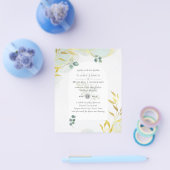 ボタニッ芸術品を気取ったク緑化金ゴールド結婚式招待状 チラシ (シングル)