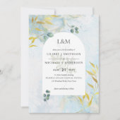 ボタニッ芸術品を気取ったク緑化金ゴールド結婚式招待状 招待状 (正面)