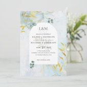 ボタニッ芸術品を気取ったク緑化金ゴールド結婚式招待状 招待状 (スタンド正面)